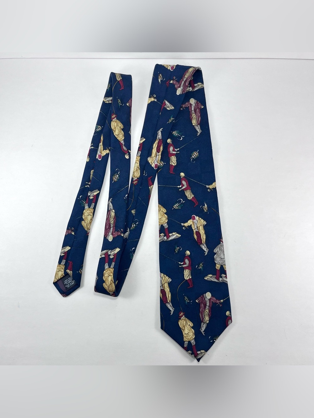 Vintage Tango By Max Raab Fishing Theme Necktie 100% Silk Tie Blue USA
